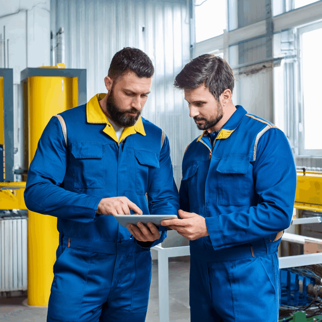 Stampista che utilizza GeStampi su touch screen in officina