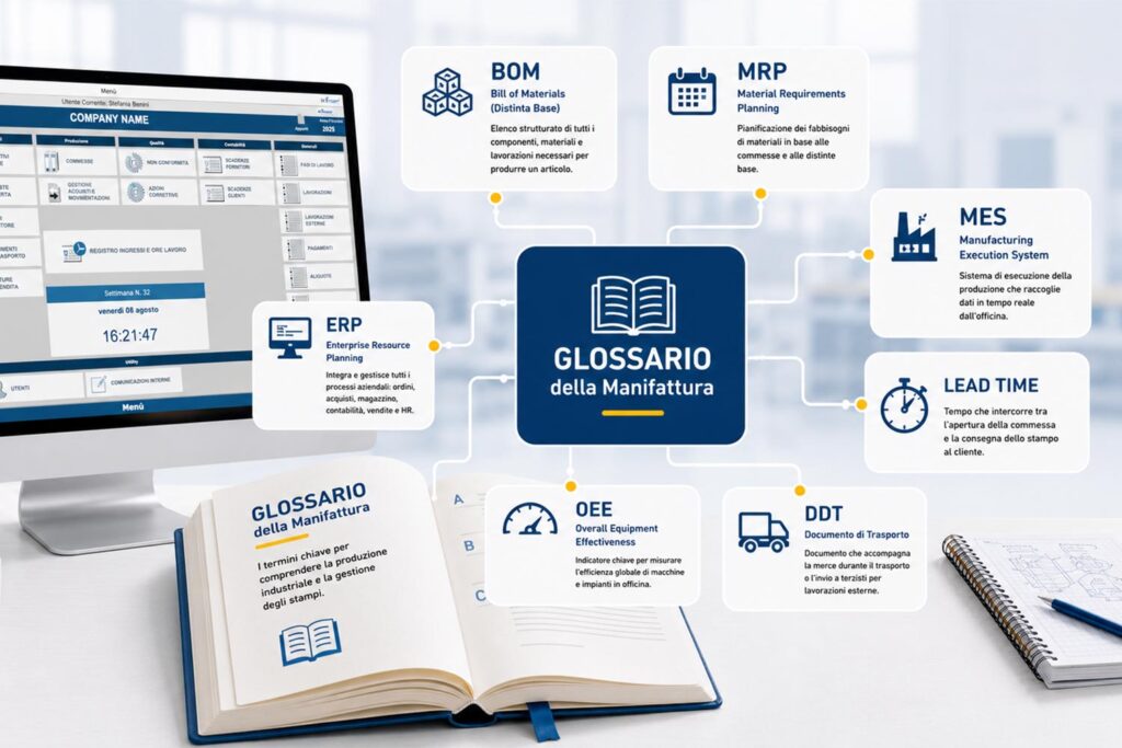 Glossario dello stampista: BOM, MRP, MES, ERP, Lead Time, Commessa e altri termini chiave