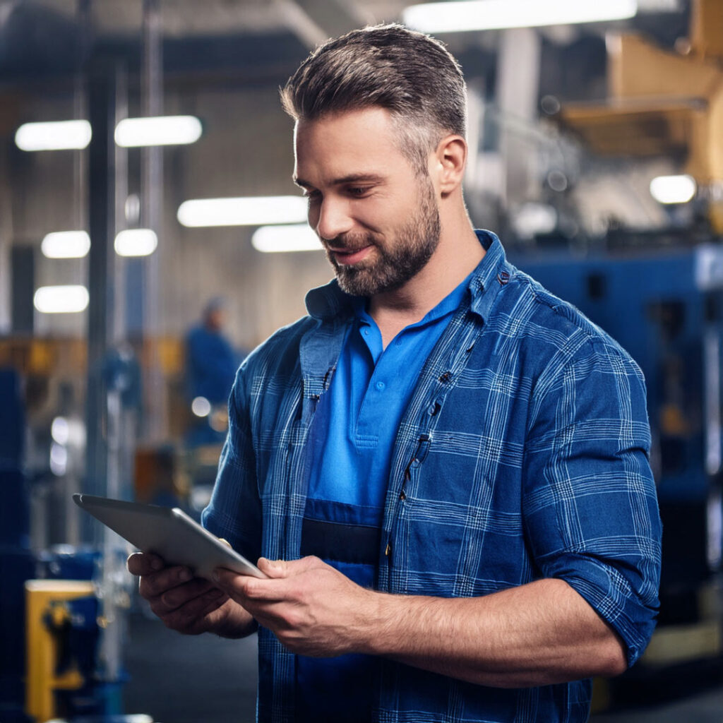 Addetto che utilizza in officina il gestionale stampi GeStampi